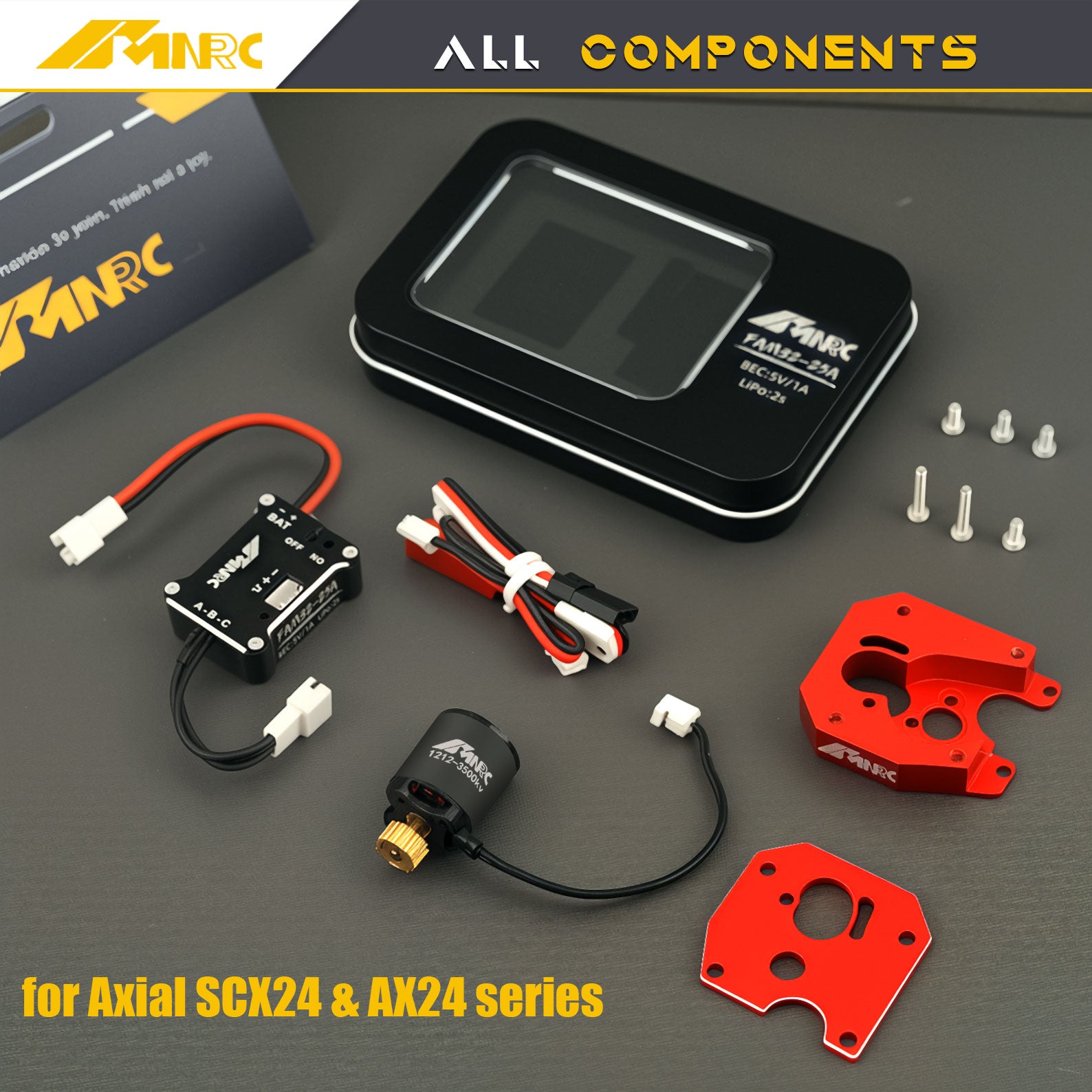 NMNRC 1212 3500kv Brushless Motor & 25A Brushless ESC & Transmission Case Kit for 1/24 Axial SCX24 AX24 Upgrades Part