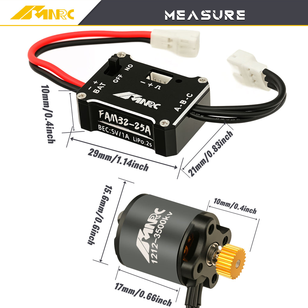 NMNRC 1212 3500kv Brushless Motor & 25A Brushless ESC & Transmission Case Kit for 1/24 Axial SCX24 AX24 Upgrades Part